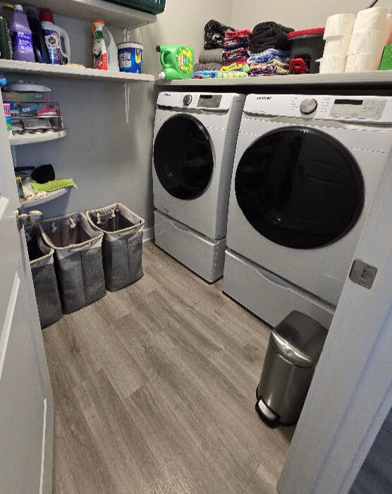 Raised washer and dryer; rolling laundry basket in Magnolia Suite closet; soap and dryer sheets to be provided by guest.